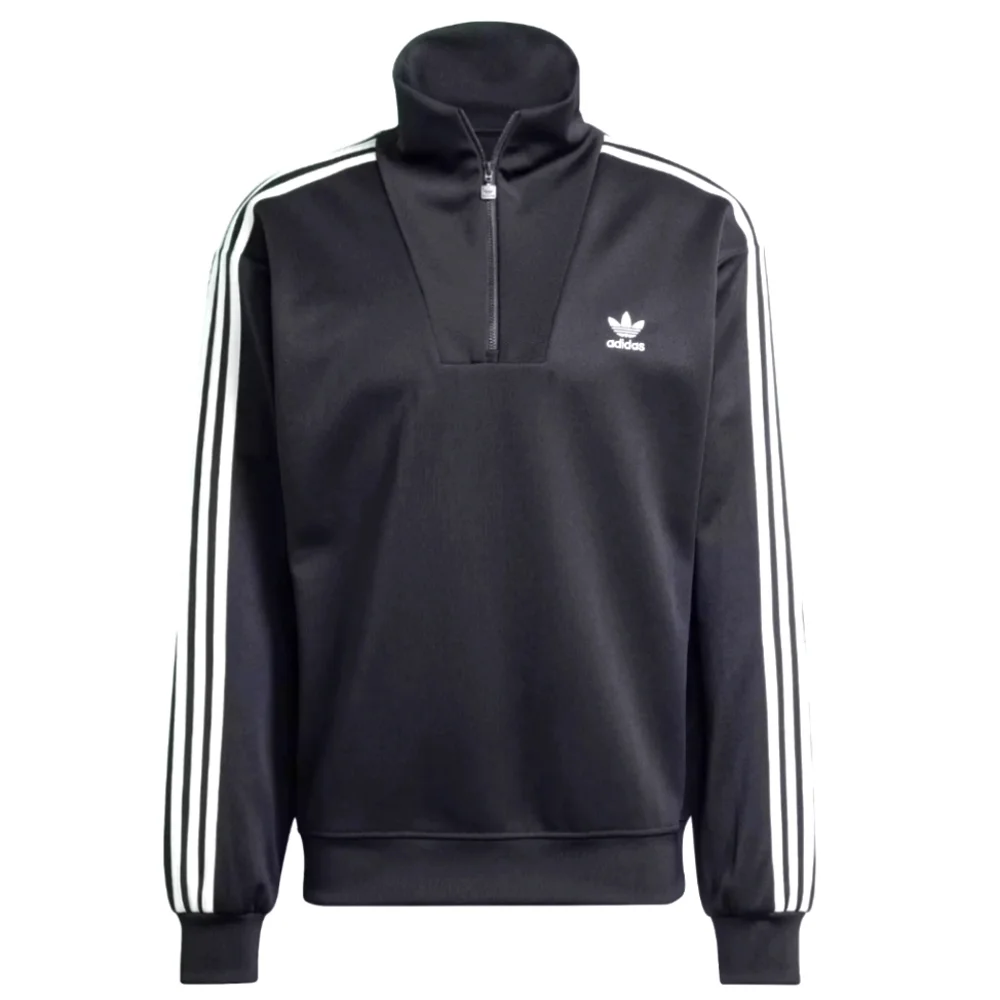 Adidas Adicolor Funnel Neck Pullover Black 1/4 Zip Track Jacket Small NWT